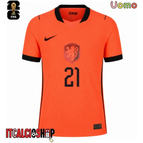 Paesi Bassi Frenkie de Jong #21 Prima Maglia Mondiali 2026 Manica Corta